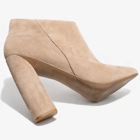 Kendall & Kylie Taupe Suede Lace-Up Ankle Booties Pointed Toe Block Heel - Picture 11 of 13